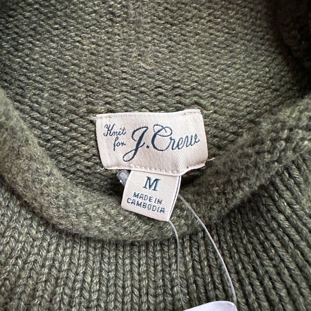 J. Crew Olive Green Ribbed Mock Neck Sweater - Picture 2 of 5